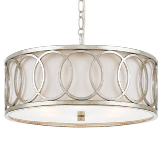 Buy antique-silver-and-white-shade Graham Chandelier by Crystorama