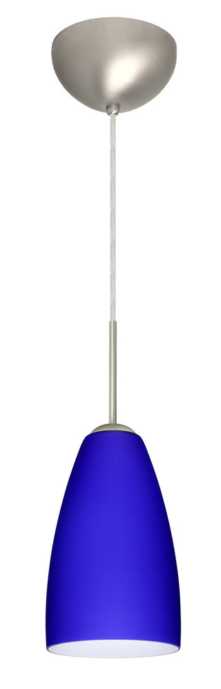 Buy satin-nickel-with-cobalt-blue-matte-9-x-5-125-x-5-125-glass-and-blue-shade Riva Pendant by Besa
