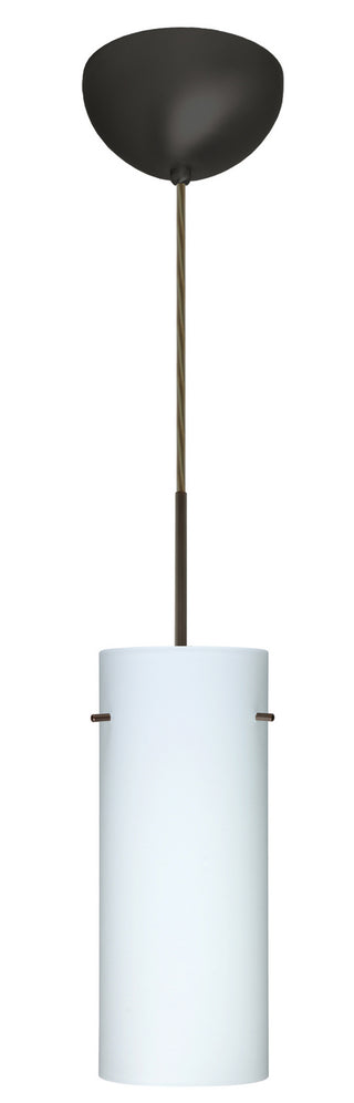 Buy bronze-with-opal-matte-10-x-4-x-4-glass-and-opal-shade Stilo Pendant by Besa