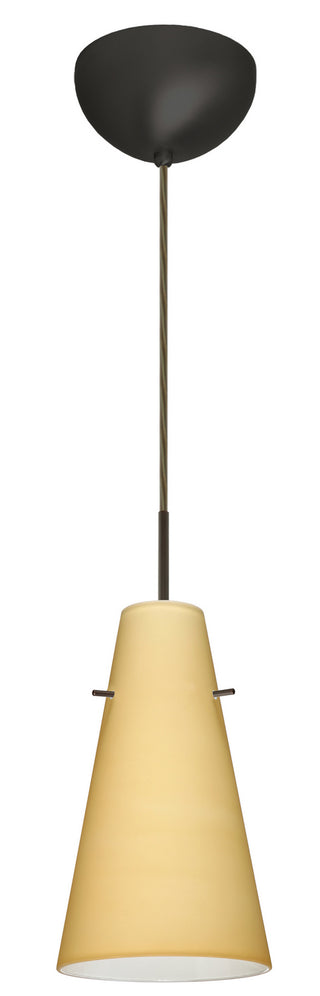 Buy bronze-with-vanilla-matte-9-375-x-5-735-x-5-735-glass-and-white-shade Cierro Pendant by Besa