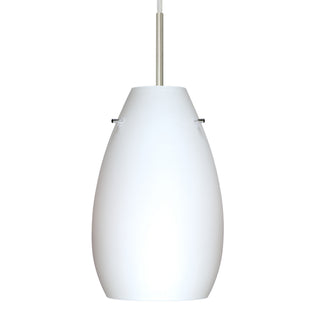 Buy satin-nickel-with-opal-matte-9-5-x-6-x-6-glass-and-opal-shade Pera Pendant by Besa