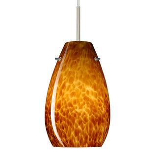 Buy satin-nickel-with-amber-cloud-9-5-x-6-x-6-glass-and-amber-brown-shade Pera Pendant by Besa