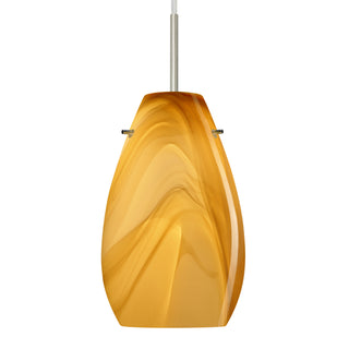 Buy satin-nickel-with-honey-9-5-x-6-x-6-glass-and-amber-brown-shade Pera Pendant by Besa