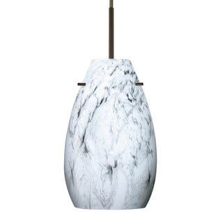 Buy bronze-with-marble-grigio-9-5-x-6-x-6-glass-and-white-shade Pera Pendant by Besa