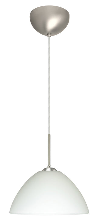 Buy satin-nickel-with-white-5-5-x-10-5-x-10-5-glass-and-white-shade Tessa Pendant by Besa
