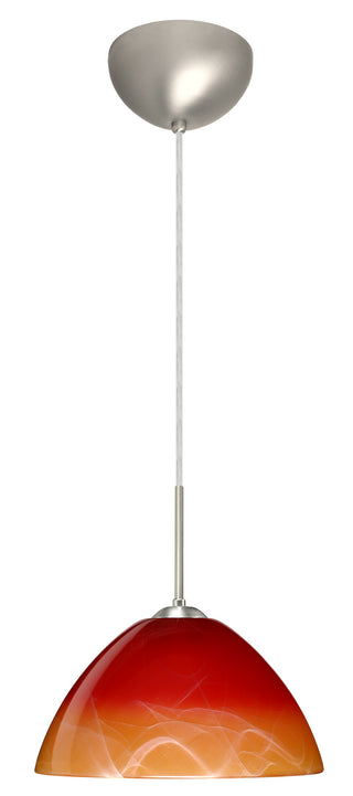 Buy satin-nickel-with-solare-5-5-x-10-5-x-10-5-glass Tessa Pendant by Besa