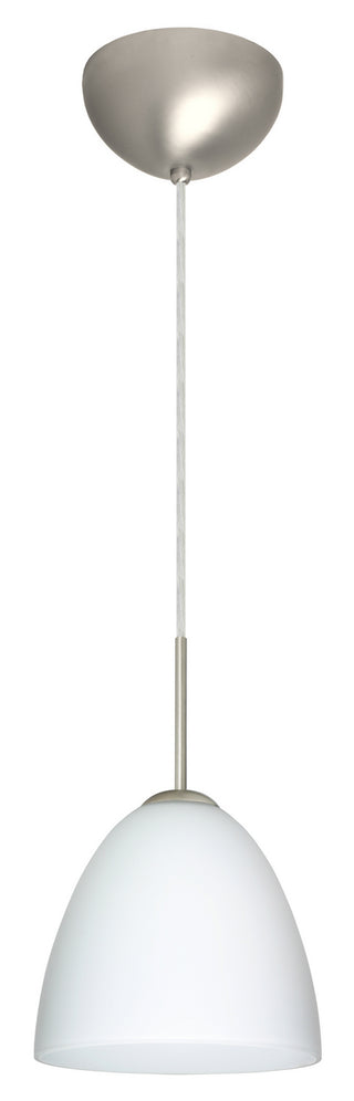 Buy satin-nickel-with-opal-matte-6-5-x-7-x-7-glass-and-opal-shade Vila Pendant by Besa