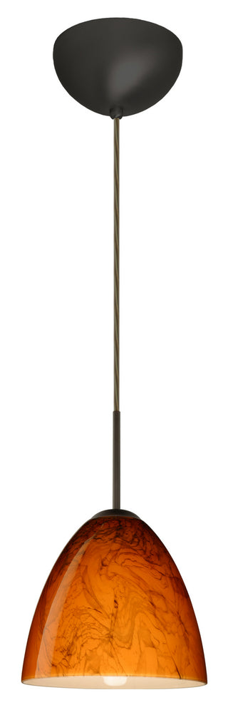 Buy bronze-with-habanero-6-5-x-7-x-7-glass-and-amber-brown-shade Vila Pendant by Besa