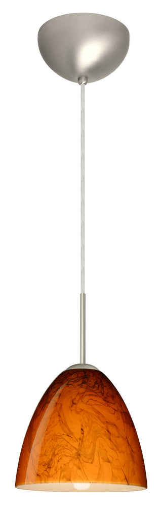 Buy satin-nickel-with-habanero-6-5-x-7-x-7-glass-and-amber-brown-shade Vila Pendant by Besa