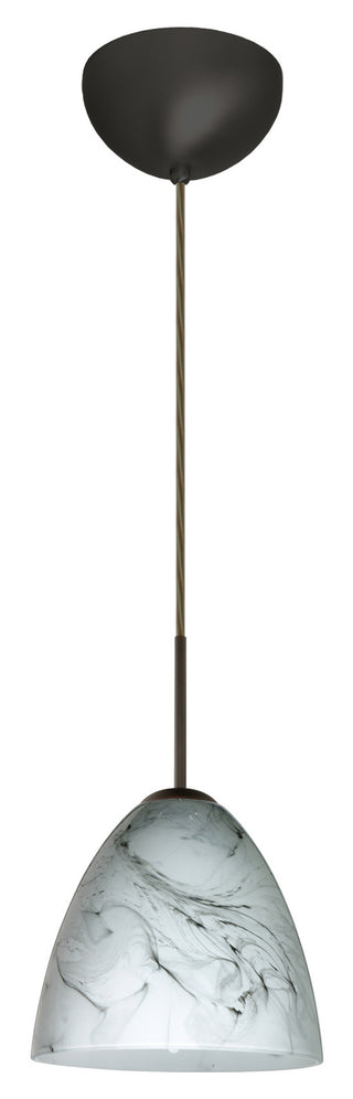 Buy bronze-with-marble-grigio-6-5-x-7-x-7-glass-and-white-shade Vila Pendant by Besa