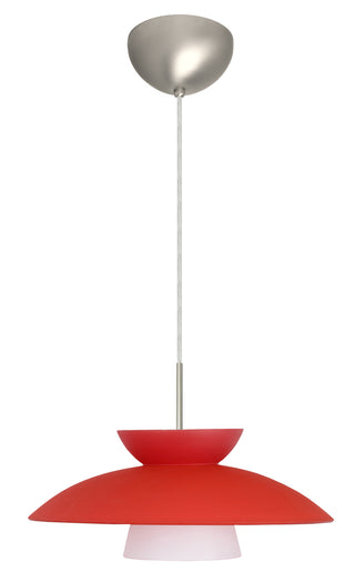 Buy satin-nickel-with-red-matte-6-x-15-x-15-glass-and-red-shade Trilo Pendant by Besa