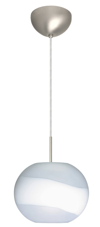Buy satin-nickel-with-opal-frost-8-25-x-10-625-x-10-625-glass-and-opal-shade Luna Pendant by Besa