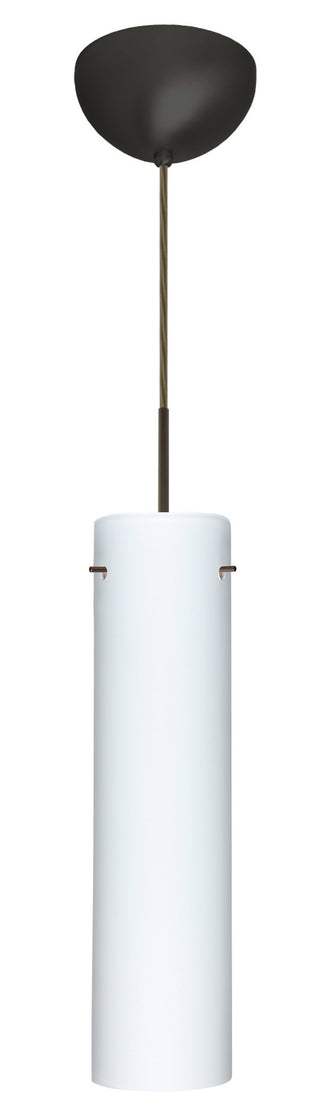 Buy bronze-with-opal-matte-16-x-4-x-4-glass-and-opal-shade Stilo Pendant by Besa