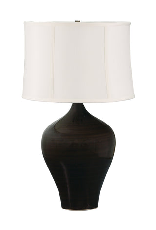 Buy brown-gloss-with-fine-linen-softback-glass Scatchard Table Lamp by House of Troy