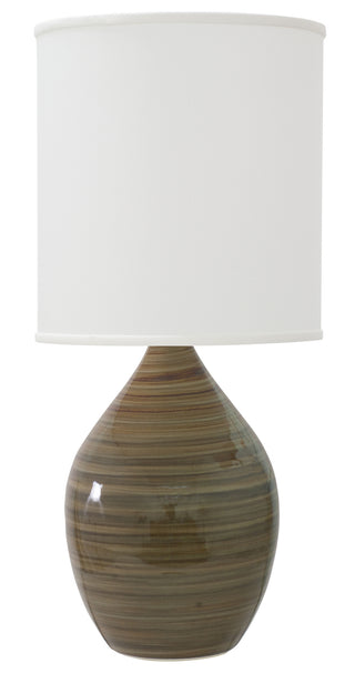 Buy tigers-eye-with-white-linen-hardback-glass Scatchard Table Lamp by House of Troy