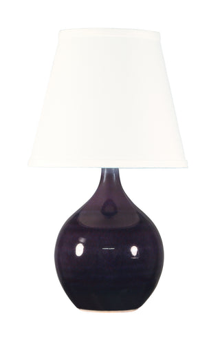 Buy eggplant-with-white-linen-hardback-glass Scatchard Table Lamp by House of Troy