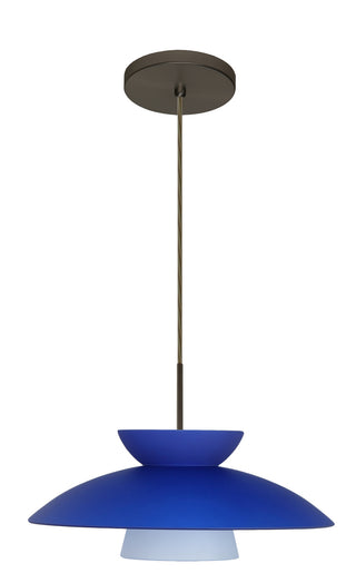 Buy bronze-with-blue-matte-6-x-15-x-15-glass Trilo Pendant by Besa