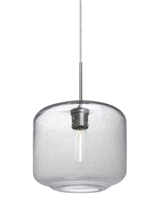 Buy satin-nickel-with-clear-bubble-9-x-9-5-x-9-5-glass-and-clear-shade Niles Pendant by Besa