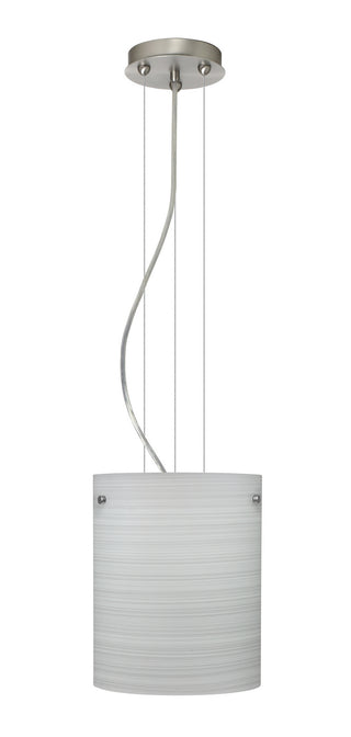 Buy satin-nickel-with-chalk-9-875-x-7-875-x-7-875-glass-and-white-shade Tamburo Pendant by Besa