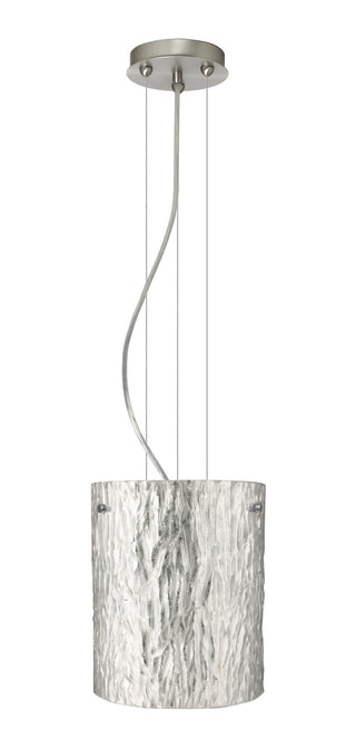 Buy satin-nickel-with-stone-silver-foil-9-875-x-7-875-x-7-875-glass-and-silver-gray-shade Tamburo Pendant by Besa