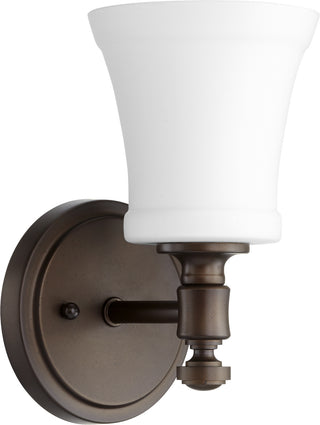 Buy oiled-bronze-w-satin-opal Rossington Outdoor (Damp) Sconce by Quorum