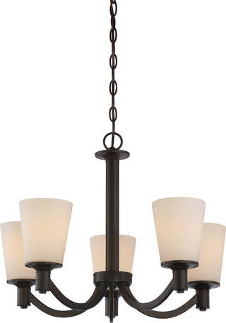 Buy forest-bronze-with-white-glass-and-white-shade Laguna Chandelier by Nuvo Lighting