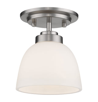 Buy brushed-nickel-with-matte-opal-glass-and-white-shade Ashton Outdoor (Damp) Flush Mount Ceiling Light by Z-Lite