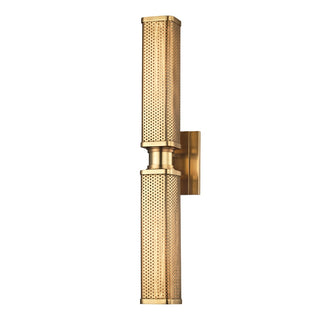Buy aged-brass-with-aged-brass-glass-and-metal-shade Gibbs Outdoor (Damp) Sconce by Hudson Valley