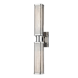 Buy polished-nickel-with-polished-nickel-glass-and-metal-shade Gibbs Outdoor (Damp) Sconce by Hudson Valley
