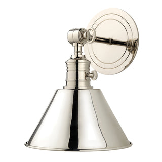 Buy polished-nickel-with-polished-nickel-glass-and-metal-shade Garden City Sconce by Hudson Valley