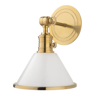 Buy aged-brass-with-opal-glossy-glass Garden City Sconce by Hudson Valley