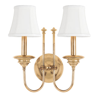 Buy aged-brass-with-off-white-glass Yorktown Outdoor (Damp) Sconce by Hudson Valley