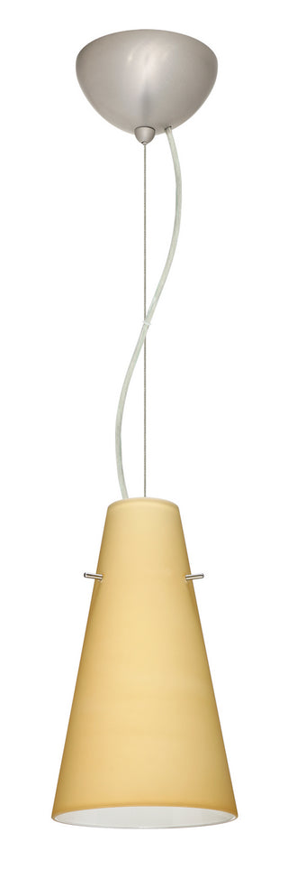 Buy satin-nickel-with-vanilla-matte-9-375-x-5-735-x-5-735-glass Cierro Pendant by Besa