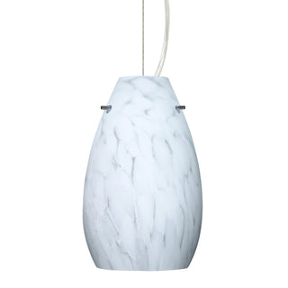 Buy satin-nickel-with-carrera-9-5-x-6-x-6-glass Pera Pendant by Besa