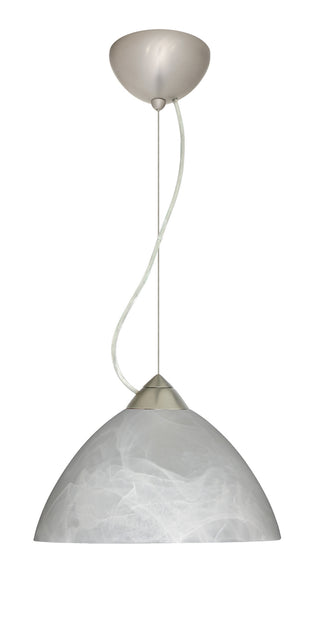Buy satin-nickel-with-marble-5-5-x-10-5-x-10-5-glass Tessa Pendant by Besa