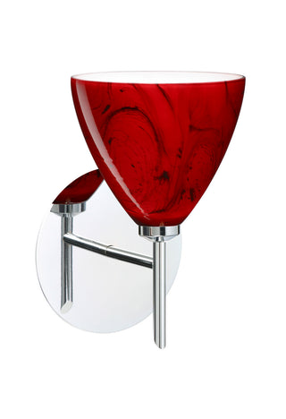 Buy chrome-with-magma-4-5-x-5-x-5-glass-and-red-shade Mia Sconce by Besa
