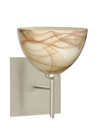 Buy satin-nickel-with-mocha-4-x-6-x-6-glass-and-amber-brown-shade Brella Sconce by Besa