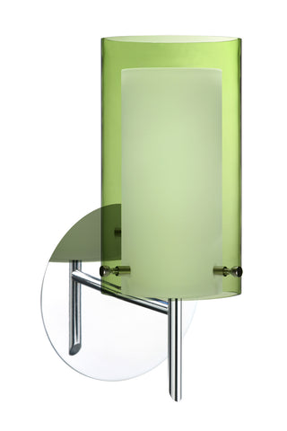 Buy chrome-with-transparent-olive-opal-7-x-4-x-4-glass-and-green-shade Pahu Sconce by Besa