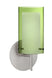 Satin Nickel with Transparent Olive/Opal 7``x 4``x 4`` Glass and Green Shade