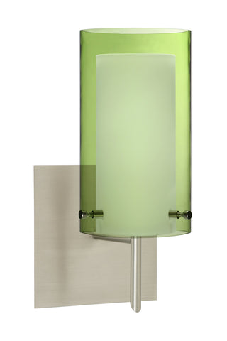 Buy satin-nickel-with-transparent-olive-opal-7-x-4-x-4-glass Pahu Sconce by Besa