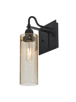 Buy black-with-gold-bubble-10-x-3-5-x-3-5-glass-and-amber-brown-shade Juni Sconce by Besa