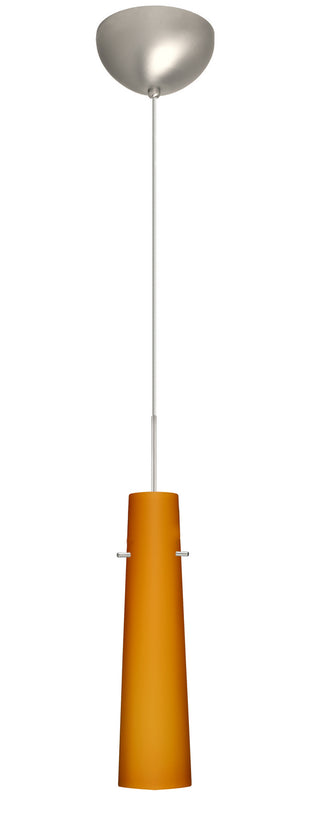Buy nickel-with-amber-matte-glass-and-amber-brown-shade Camino Pendant by Besa