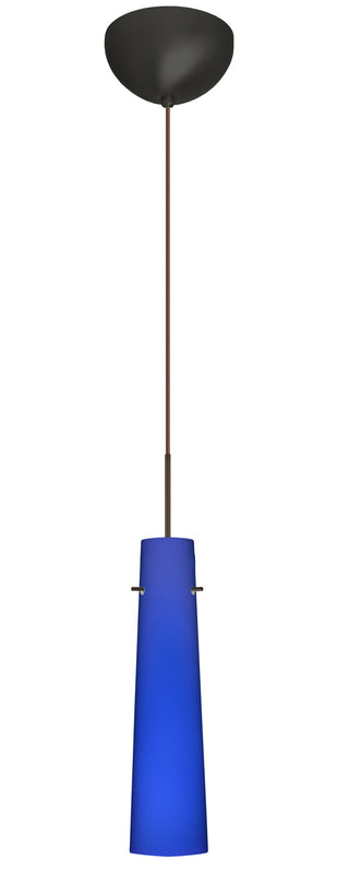 Buy bronze-with-cobalt-blue-matte-glass-and-blue-shade Camino Pendant by Besa