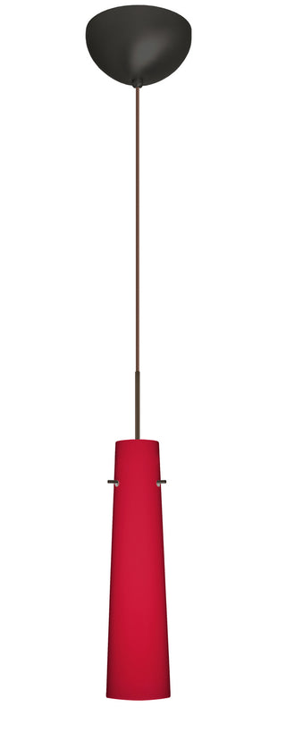 Buy bronze-with-ruby-matte-glass-and-red-shade Camino Pendant by Besa