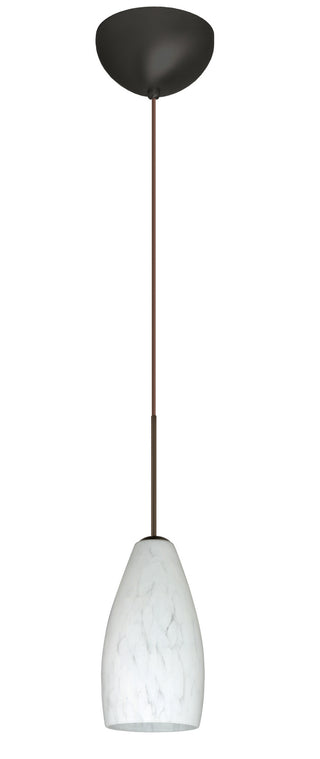 Buy bronze-with-carrera-7-5-x-4-x-4-glass-and-white-shade Karli Pendant by Besa