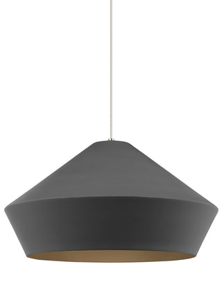 Buy satin-nickel-with-charcoal-gray-glass-and-silver-gray-shade Brummel Outdoor (Damp) Pendant by Visual Comfort Modern