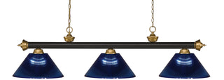 Buy bronze-satin-gold-with-dark-blue-glass Riviera Billiard by Z-Lite