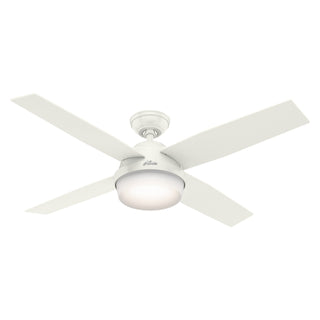 Buy fresh-white-finish-with-fresh-white-and-reversible-washed-oak-blades Dempsey Outdoor (Damp) Ceiling Fan with Light by Hunter