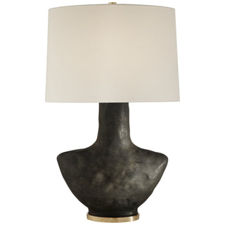 Buy stained-black-metallic-with-16-5-x-17-5-x-12-linen-oval-glass Armato Table Lamp by Visual Comfort Signature