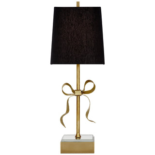 Buy soft-brass-with-7-x-8-x-8-5-black-linen-square-glass-and-black-shade Ellery Lamp by Visual Comfort Signature